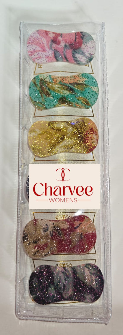 Glitter Print Designer Saree Pin Set