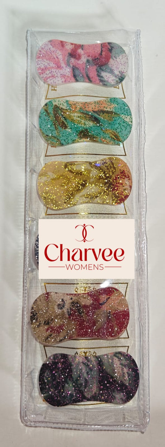 Glitter Print Designer Saree Pin Set